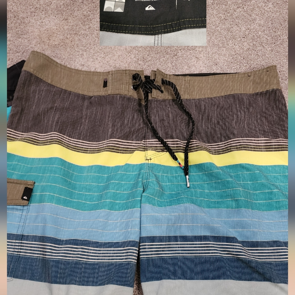 Quiksilver Hybrid Multicolor Striped Shorts with Drawstring Closure